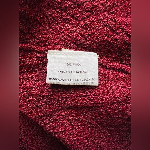 Eileen Fisher red textured Wool open front long sleeve cardigan petite M - Picture 7 of 7
